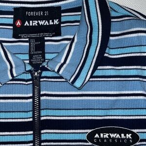 Forever 21 Blue Striped Short Sleeve Top